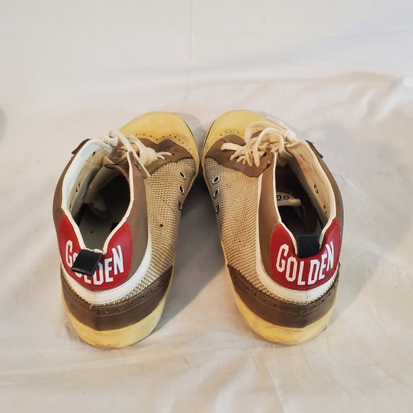 Golden Goose Men's 42/9 Mid Star Beige mesh Dove Gray Nubuck and Yellow star. - Picture 11 of 12
